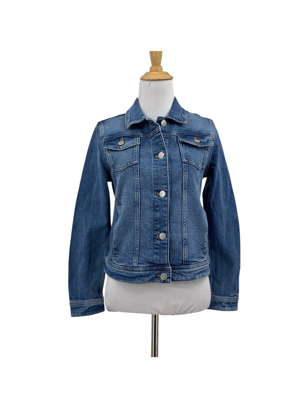 J Crew Jacket Girls 14 Denim Jean Crewcuts Long Sleeve Buttons Pocket Trucker